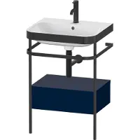 Duravit Happy D.2 Plus c-bonded Set mit Metallkonsole und Schubkasten, 575x490mm, 1 Hahnloch, HP4740O9898, Farbe: Nachtblau Seidenmatt Lack
