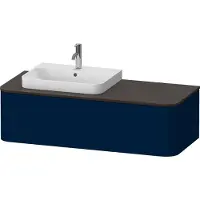 Duravit Happy D.2 Plus Konsolenwaschtischunterbau wandhängend, 1300x550 mm, 1 Auszug, für Aufsatzbecken Position links, HP4942L98980010, Farbe: Nachtblau Seidenmatt Lack mit Innenbeleuchtung