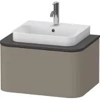 Duravit Happy D.2 Plus Konsolenwaschtischunterbau wandhängend, 650x480 mm, 1 Auszug, für Aufsatzbecken, HP4940092920010, Farbe: Steingrau Seidenmatt Lack mit Innenbeleuchtung