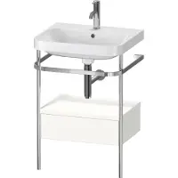 Duravit Happy D.2 Plus c-shaped Set mit Metallkonsole und Schubkasten, 575x490mm, 1 Hahnloch, HP4840O3636, Farbe: Weiß Seidenmatt Lack