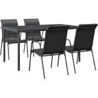 vidaXL 5-tlg. Garten-Essgruppe Schwarz Stahl und Textilene - Gartenmöbel-Sets