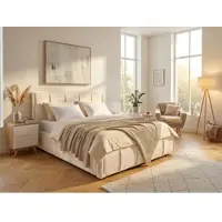 Otto Home Polsterbett "EVELLINA in der Größe 180x200 cm, mit flauschigem Stoff bezogen", cream, B:203cm H:119cm L:220cm, Betten, Polsterbett, wahlweise mit Lattenrost und King-Matratze (28cm)