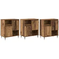 Syfax Sideboard Altholz, 3-teilig, 70x60x35 cm, mit 2 Türen und konischen Metallbeinen