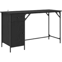 Syfax Computertisch Schwarz Eichen-Optik 131 x 48 x 75 cm