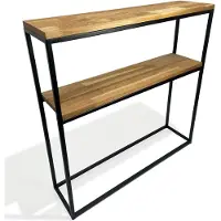 FLEXISTYLE Schmaler Konsolentisch Schmal Flurtisch, Kleiner Ausstellungstisch, Sofatisch für kleinen Raum, für Eingang Flur Schwarz metall holz eiche
