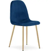 Leobert Sessel - - Padva - Samt, Dunkelblau / Füße aus Eiche - 44,5 x 53 x 87 cm