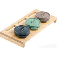 Mahlzeit Mini Cocotte Set mit Holzständer | 3 x 250 ml | Gusseisen emailliert