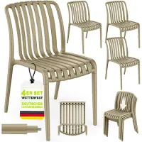 Tillvex Gartenstühle 4er Set Stapelbar Wetterfest | Outdoor Stühle bis 120kg belastbar | Gartenstühle Outdoor | Terrassenstuhl Gartenmöbel Balkon Garten Terrasse