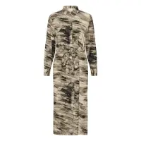 Kaffe Midikleid "Damen Kleid KAkeri", Damen, Gr. 42, N-Gr, beige (feather grau abstract), Obermaterial: 50% Viskose CV. 50% Viskose LENZING ECOVERO CV LenzEcov., Kleider Midikleid