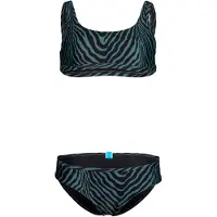 Arena - Girl's Water Print Bikini Bralette - Bikini Gr 128 blau/schwarz
