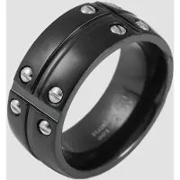 Akzent Fingerring "Mane, silberfarbig, langlebig" Gr. 70, schwarz, Fingerringe, Herren, 70, Edelstahl, Fingerring