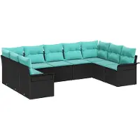 vidaXL Gartensofa-set 9 stk. Schwarz Poly-Rattan