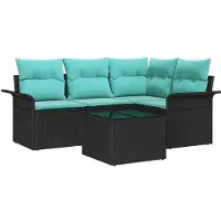 vidaXL Gartensofa-set 5 stk. Schwarz Poly-Rattan