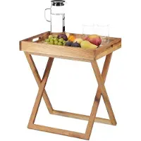 Markenlos Serviertisch aus Walnussholz - Klappbar, HxBxT 54 x 52 x 36 cm - Für den Außenbereich