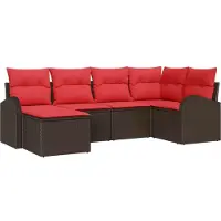 Syfax Gartensofa-set 6 stk. Braun [Synthetisch]: Poly Rattan