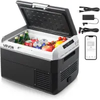 Vevor Kompressor Kühlbox 25 L, Tragbarer Autokühlschrank mit Einstellbarer Temperatur & App-Steuerung, Kühlschrank 12/24 V DC und 100–240 V AC für Outdoor Camping Reisen und Wohnmobile