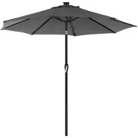 OEM Sonnensegel mit LED-Solarenergie-Beleuchtung - Schirm - Sonnensegel - UPF 50+-Schutz - Ø 2,7m - Grau