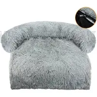 Markenlos Tierbett mit Möbelschutz - Lichtgrau, Waschbar, Weich, Für Hunde und Katzen