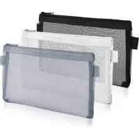 Markenlos Etui Mädchen - 3 Stück durchsichtige Bleistiftboxen Make-up Täschchen mit Reißverschluss Nylon Mesh Stifteetui - Etui Schrein Aufbewahrungstasche für Schul- und Büromaterialien Kosmetik
