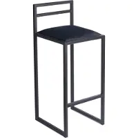 Ferro Barhocker Schwarz 84 cm mit Lehne – Metall Barstuhl mit Polstersitz – Industrial Loft Style - Schwarz