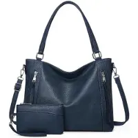 OEM Leather Vintage Hobo Handtas Damen Set, 2er-Pack, dunkelblau