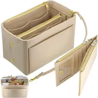 OEM Beige Tas mit Organizer und Rits, Klein, Handtas mit Portemonnee und Tasorganizer