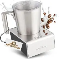 OEM Silberfarbener 600 Watt Milchaufschäumer mit 500 ml Fassungsvermögen und 6 Funktionen.