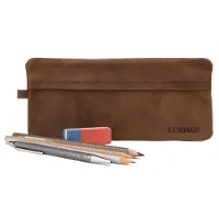 OEM Leder Etui für Arbeit, Uni, Schule I Naturleinen Etui I Medium Braun