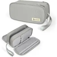 OEM Gepolst Pencil Case mit 3 Fächern, Schreibutensilien-Tasche, Etui, Schultasche für Schule & Büro, (Hellgrau)