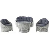 Xl Moebel Gmbh Terrassen-Set 2-Sitzer-Sofa Sessel Tisch Moderner Stil Glas-Tischplatte