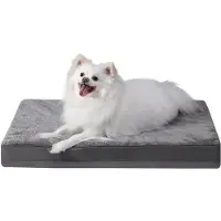 OEM Orthopädisches Hundebett für mittelgroße Hunde, waschbares Hundekissen 75x47cm, Hundebetten mit abnehmbarem Bezug, umkehrbares Hundemat, dunkelgrau