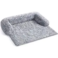 OEM XL-Größe Hundebett aus Plüsch, Hundedecke, Hundebank, Hundekissen, schützt vor Beschädigungen, mittelgroße bis große Hunde, 110 x 95 x 18 cm, Grau