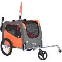 Markenlos Hundeanhänger für Fahrräder - Jogger-Funktion - 2in1 - Faltbar - Für Hunde bis 30kg - XLarge - Orange