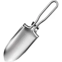 OEM Mini schep met roestvrijstalen blad, voor tuinieren, graven, kamperen, met opbergtas, silber