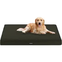 OEM Orthopädisches Hundebett, 10 cm dickes Hundekissen für mittelgroße und große Hunde, abnehmbare und waschbare Hundematte, antislip-Boden, wasserdichter Untergrund, 112 cm, Olivengrün
