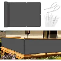 OEM Balkonüberdachung, 80 x 300 cm, windschutz, UV-schutz, PES, 170 g/m², antracit, mit Verschnürungen und Kabelhaltern