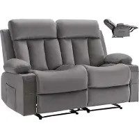StarTech.com Relaxsessel 2-Sitzer - Elektrischer TV- und Massagesessel - Heizfunktion - USB-Ladeanschlüsse - Getränkehalter - Seitentaschen - Samtbezug - Grau