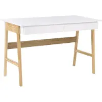 Beliani Schreibtisch Hellbraun u. Weiß Faserplatte Rechteckig 120 x 60 cm mit Schubladen Modernes Design Minimalistisch Büro Homeoffice Bürotisch