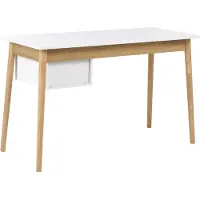Beliani Schreibtisch Hellbraun u. Weiß Faserplatte Rechteckig 120 x 60 cm mit Schublade Modernes Design Minimalistisch Büro Homeoffice Bürotisch