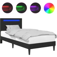 Syfax Bettrahmen mit LED-Lichtleisten Schwarz 80 x 200 cm Kunstleder