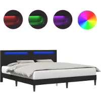 Syfax Bettrahmen mit LED-Lichtleisten Schwarz 180 x 200 cm Kunstleder