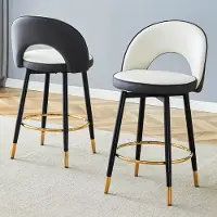 Kein Hersteller Barhocker 360° drehbar, PolyurethanKissen, gepolstert, für Bar/Esszimmer/Küche (Dark Gray,White)