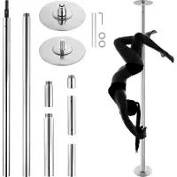 SucceBuy Professionelle Tanzstange, -Static Pole Kit, tragbare 45 mm Edelstahl-Tanzstange, höhenverstellbar, für Training, Zuhause, Fitnessstudio und Clubs, Silber