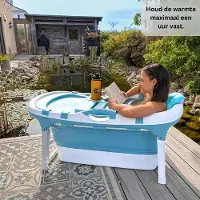 Markenlos Faltbare Badewanne mit Kissen - 121 cm - Mobiles Bad für kleine Badezimmer - Blau