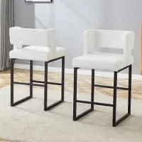 Kein Hersteller Barstuhl 2er-Set, nordisch, quadratisch, Metallbeine, leicht, komfortabel (White+Black)