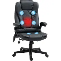 Moonbite Hoher Chefsessel mit Heizfunktion, Massage-Bürostuhl mit 6 Punkten und 5 Modi, Sitzhöhe 44-54 cm, 360° drehbar, Kunstleder, Schwarz