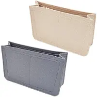 OEM Zwei-farbiges Wildleder-Handtas-Organizer, Mikrofaser-Brieftaschenhalter, Innentasche, Schultertasche, Innenvorlage, rechteckig, mehrere Kompartimente, Taschenhalter für Evelyne 29 (Kaki, Grau)