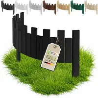 Pemicont Floranica Hochbeet Umrandung Holz 100 x 15 cm, Schwarz – gerade Zackenkante, blickdicht, Kiefer mit drei Erdspießen