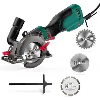 OEM Elektrische Kreissäge mit Sicherheitsgurte - Universal-Kreissäge mit 6 Sägeblättern (115 und 125 mm) - Universal-Kreissäge mit einer maximalen Säge Tiefe von 48 mm.