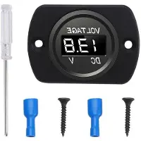 OEM Wasserdichte Automaschinenvoltmeter mit LED-Anzeige und Montageplatte, Rundkonfigurationsprüfer mit Klemmen für Boot, Marine, Fahrzeug, Motorrad, LKW, ATV, UTV - Weiß, DC 12V 24V